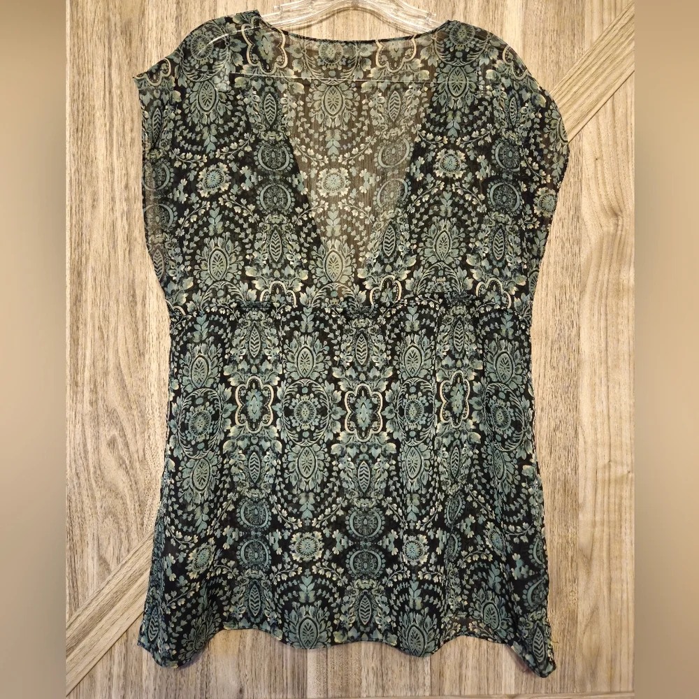 Cato Green And Black Paisley Patterned Blouse - Picture 2 of 9